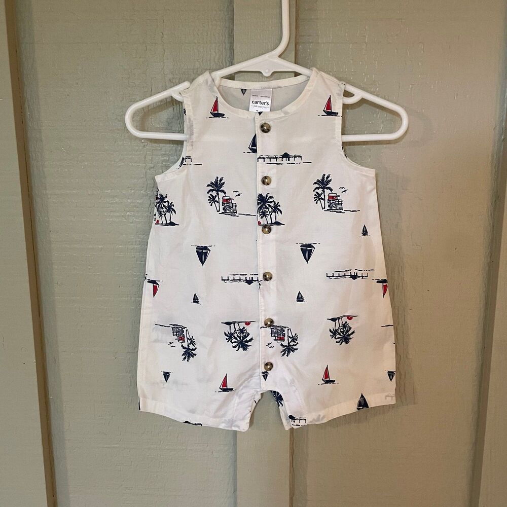 Carters baby boy romper sail boats romper 3 months